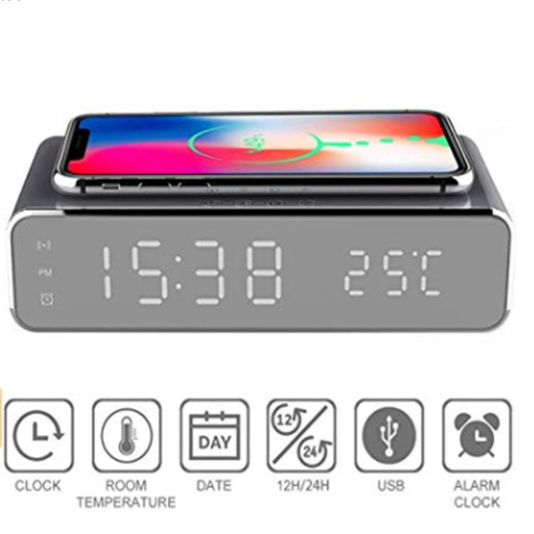 Smart Wireless Charger Alarm Clock with Time & Temperature Display