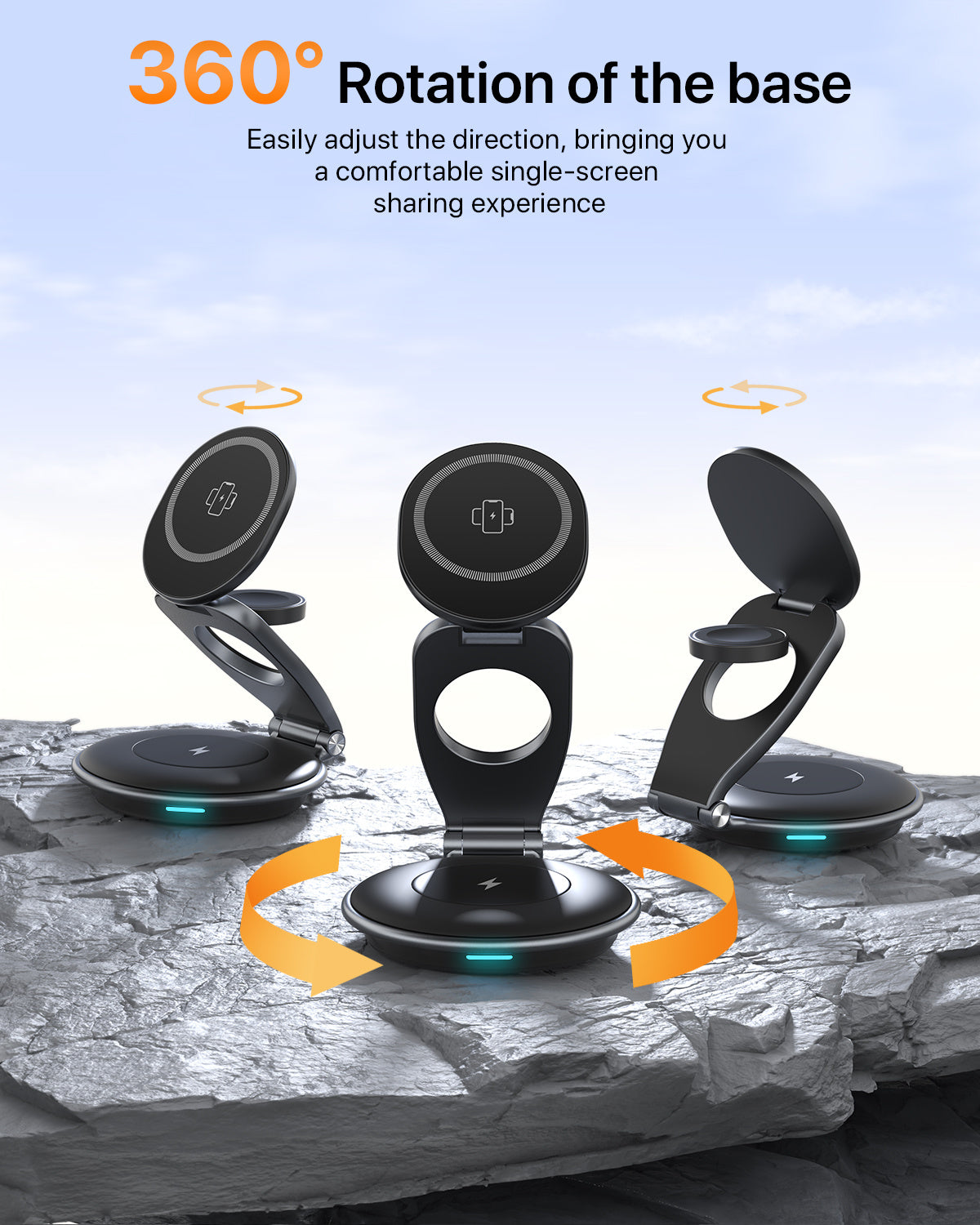 3 In 1 Wireless Travel Magsafe Charger Station For Multiple Devices.