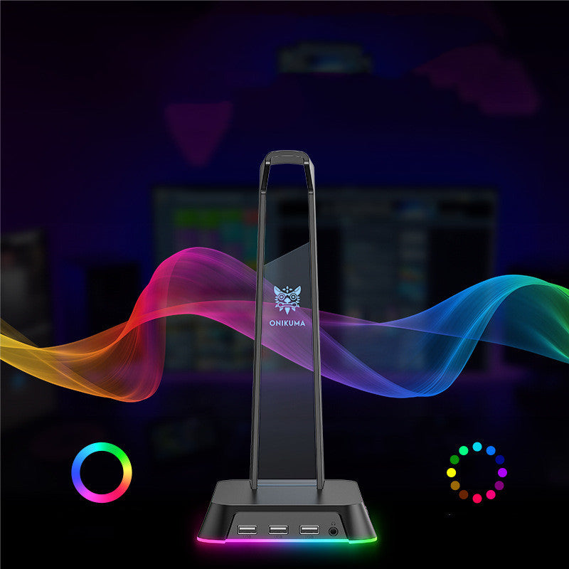 RGB Headphone Stand with USB Hub – Light Up Your Setup