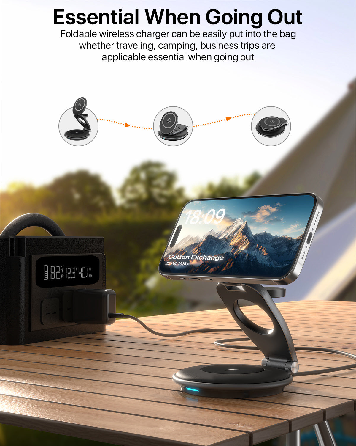 3 In 1 Wireless Travel Magsafe Charger Station For Multiple Devices.