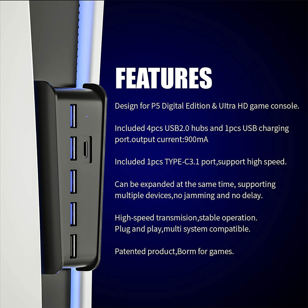 Plug More, Play More – PS5 High-Speed USB Hub