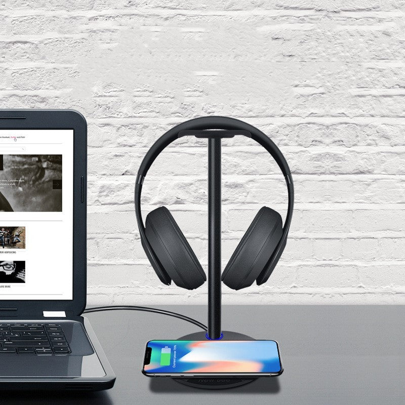 Wireless Headset Stand with Built-In Phone Charging Base