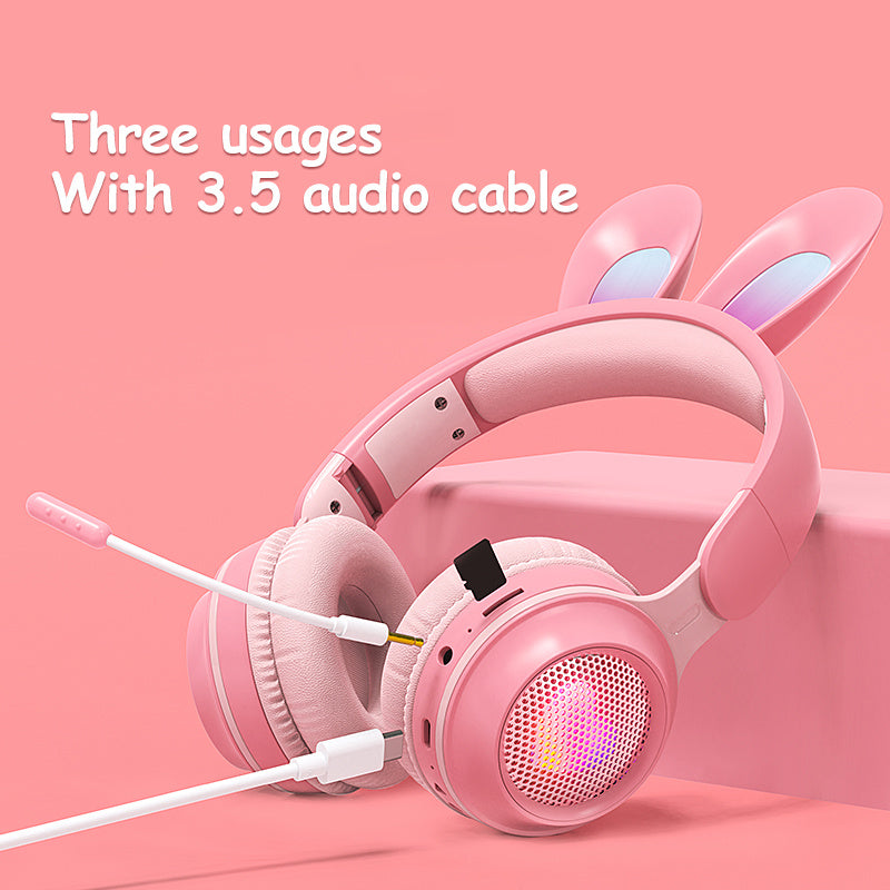 Cute Meets Cool – Wireless Luminous Rabbit Ear Headphones