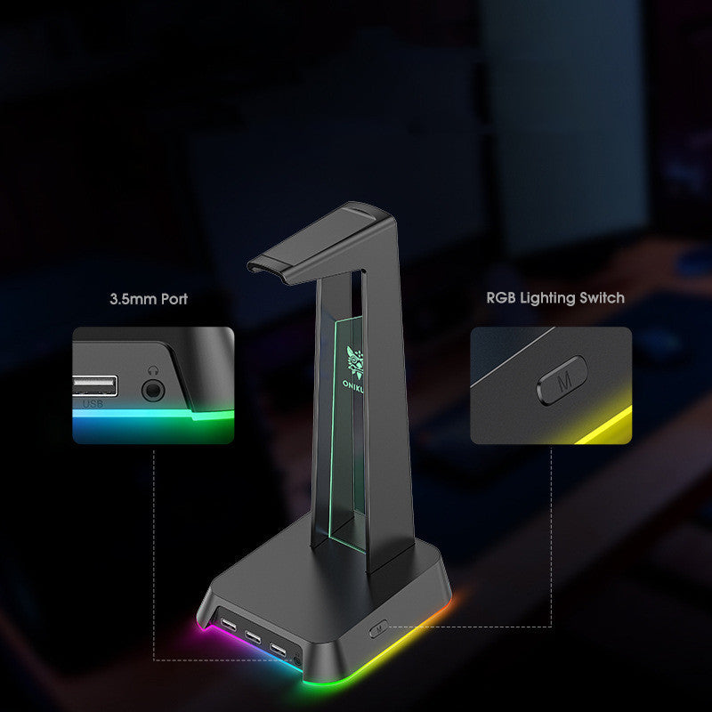 RGB Headphone Stand with USB Hub – Light Up Your Setup