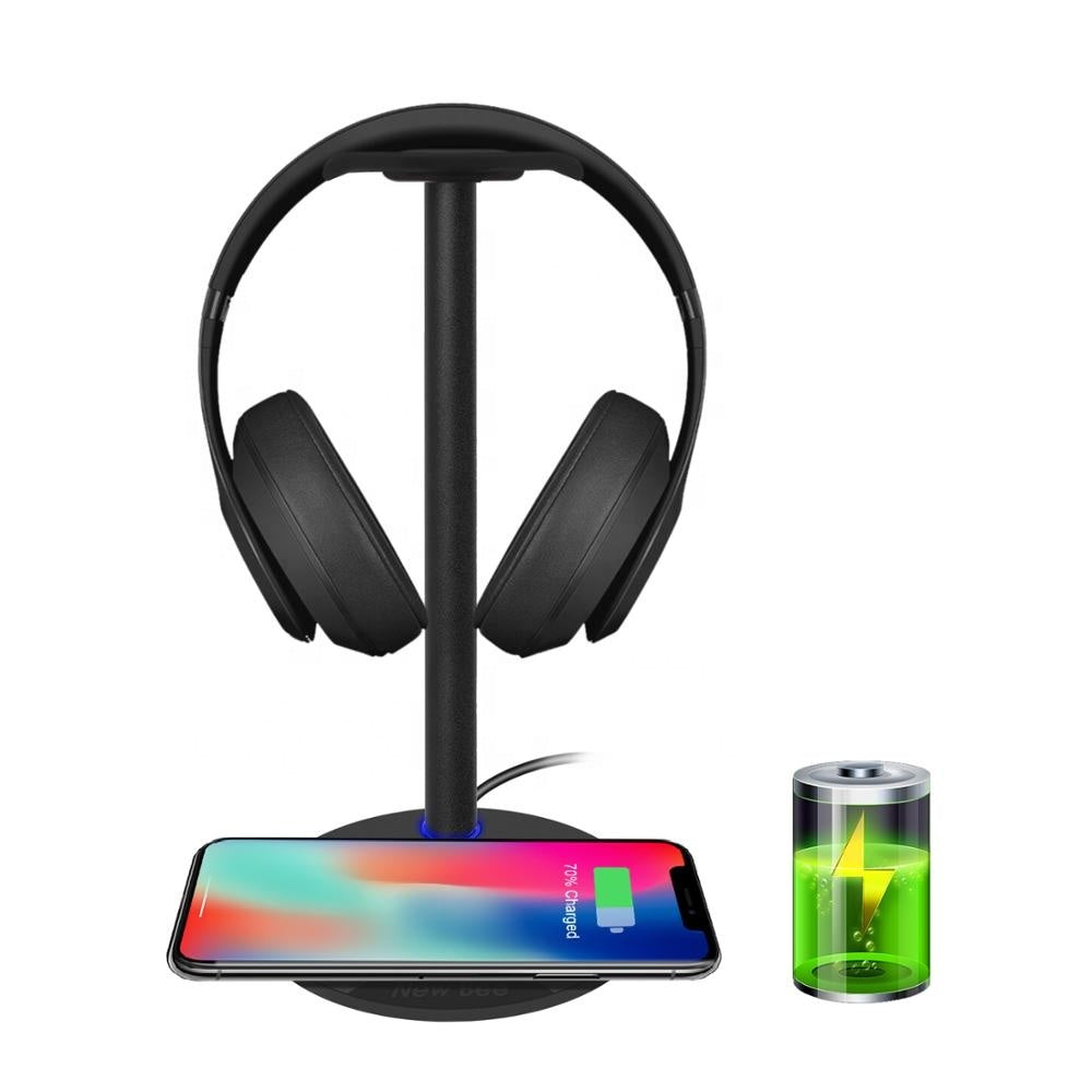 Wireless Headset Stand with Built-In Phone Charging Base