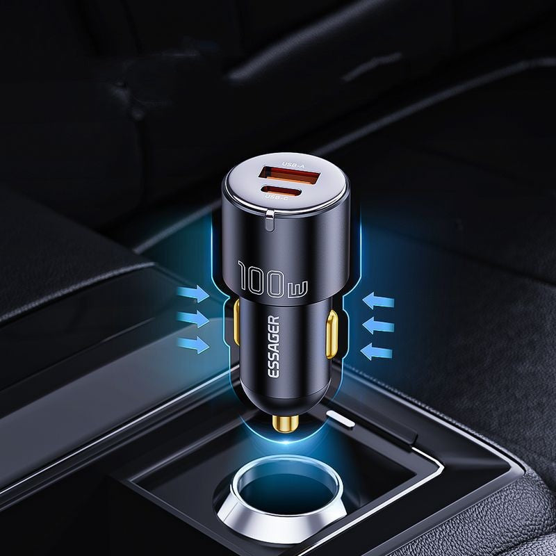 Compact Dual-Port Car Charger for Quick, Safe Charging