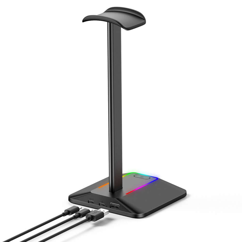 RGB Headphone Stand with Dual USB Ports & Vivid Lights