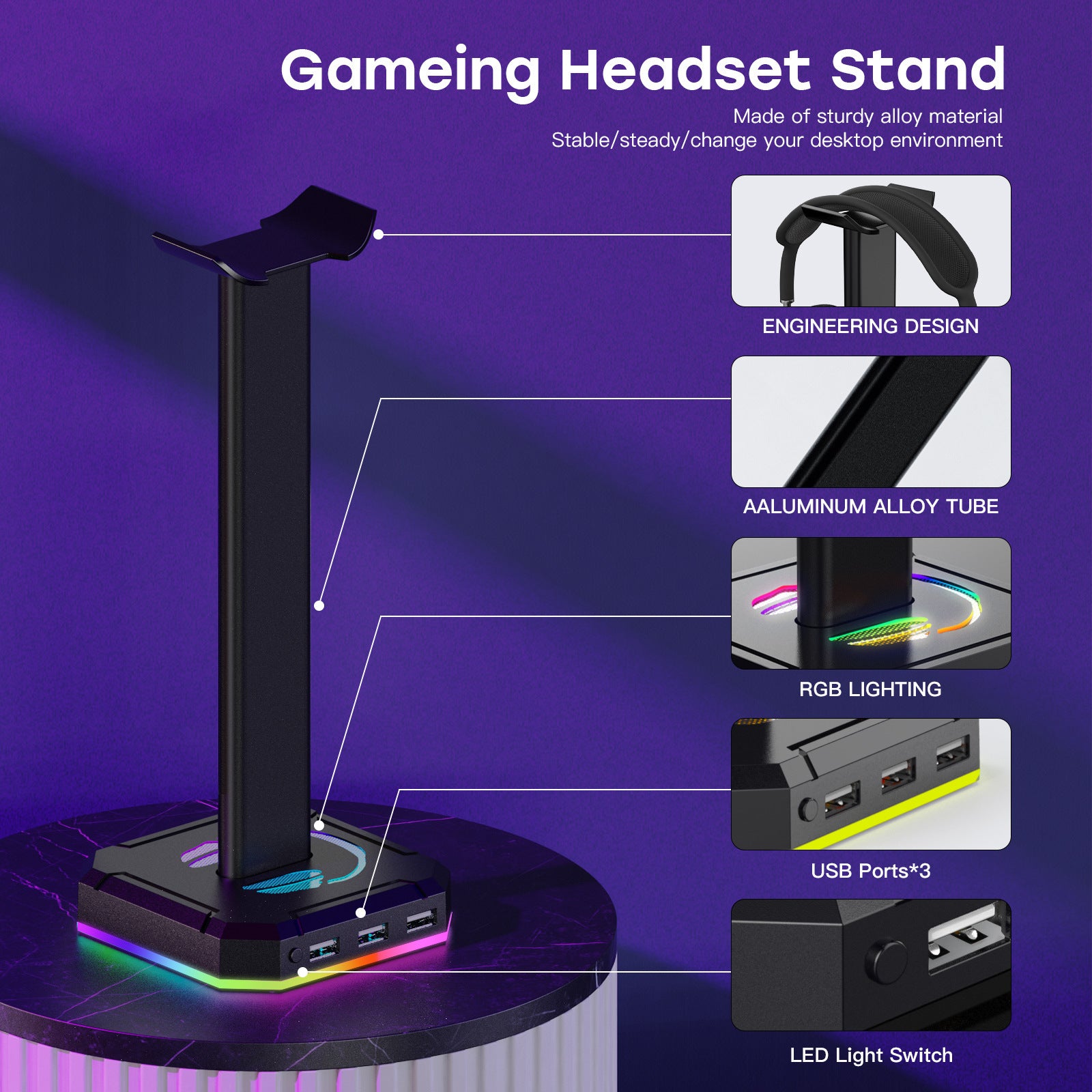 RGB Headphone Stand – Save Space and Brighten Your Desk!