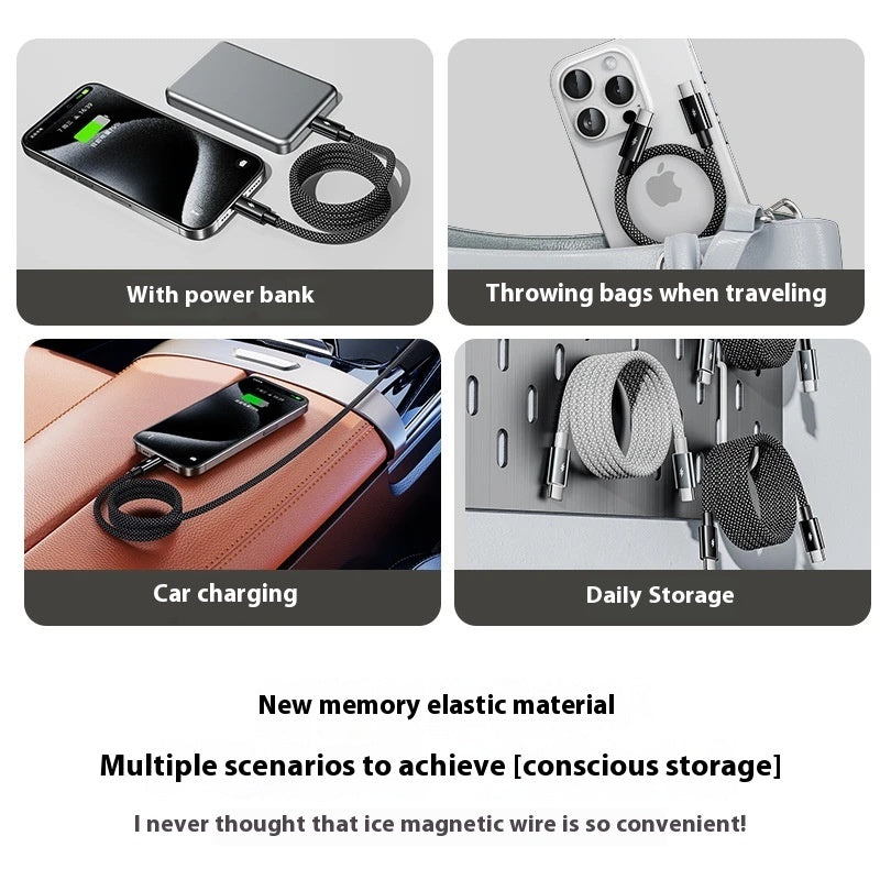 Magnetic Fast Charging Cable for iPhone & Type-C Devices