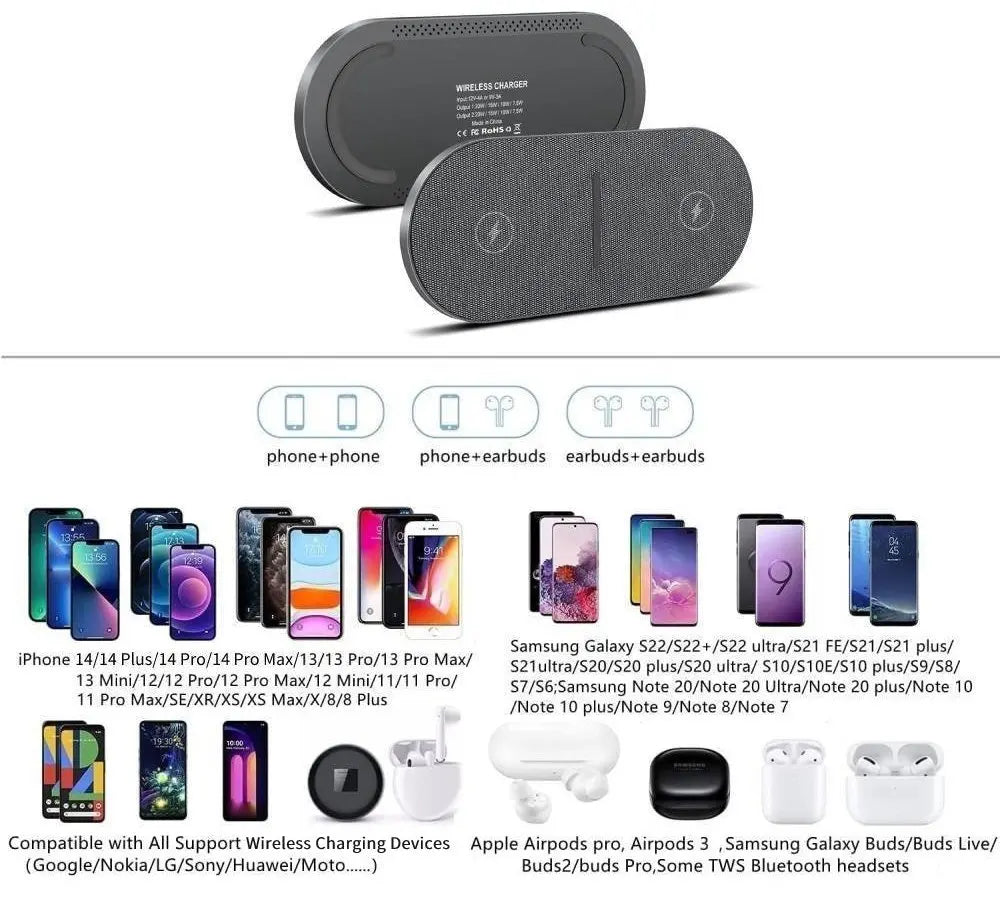 Dual Wireless Charging Dock – Power Up Effortlessly!