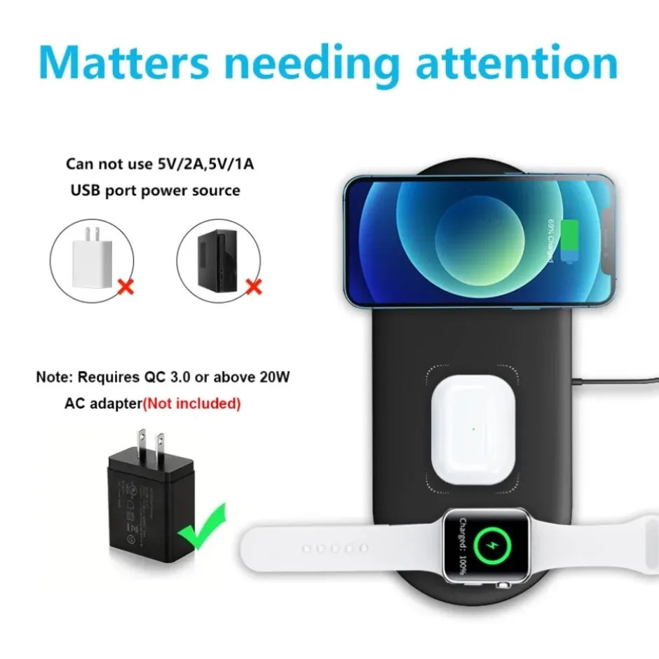 3-in-1 Wireless Charging Pad – Power All Your Devices!