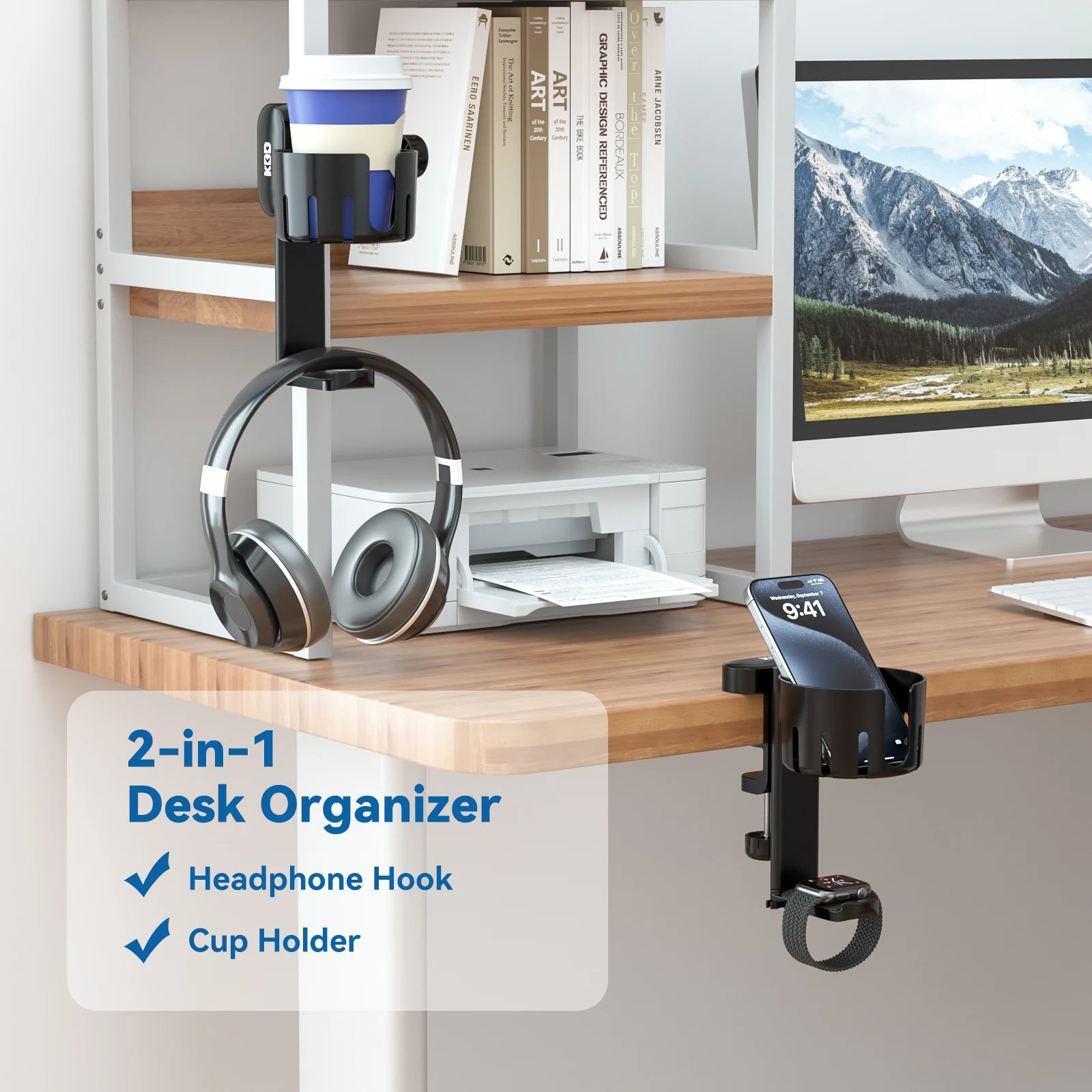 KDD 2-in-1 Headphone Stand – Space-Saving Desk Organizer!