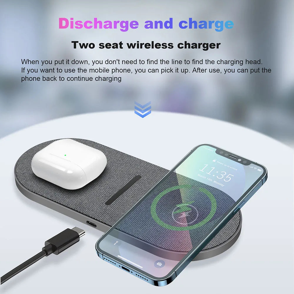 Dual Wireless Charging Dock – Power Up Effortlessly!