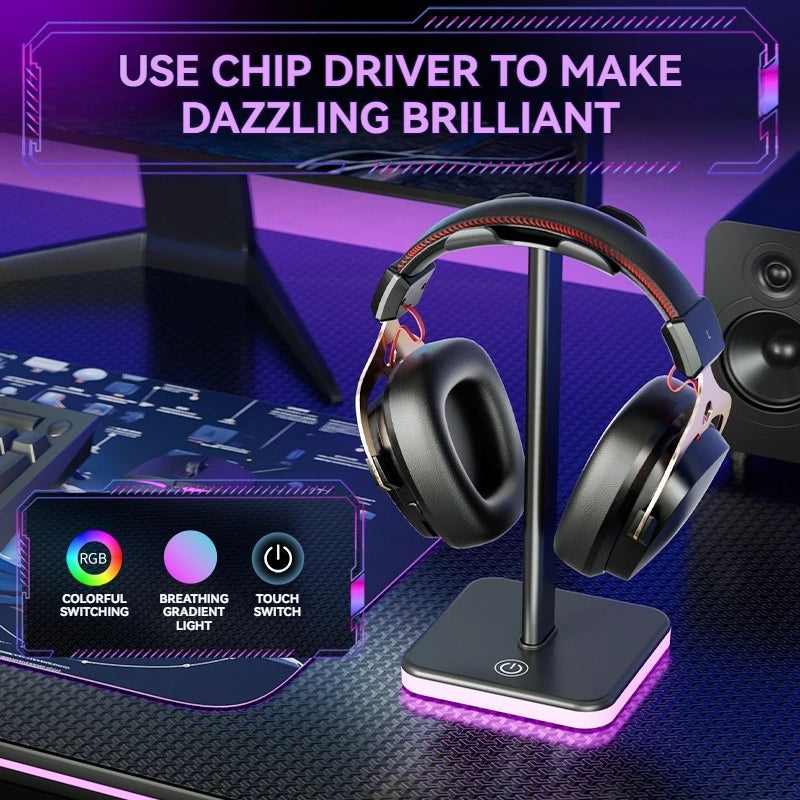 Headphone Stand with RGB Lighting - Adjustable Color Control for Full Gaming Experience