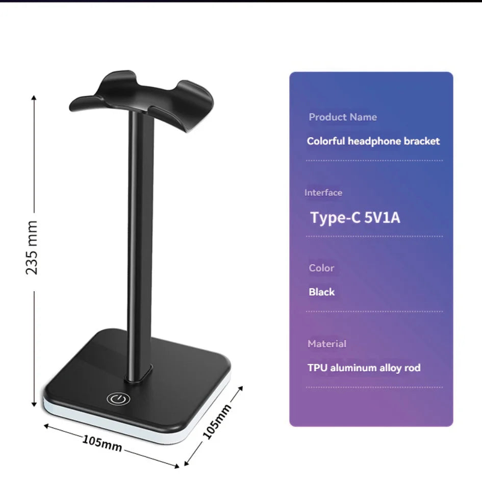 Headphone Stand with RGB Lighting - Adjustable Color Control for Full Gaming Experience