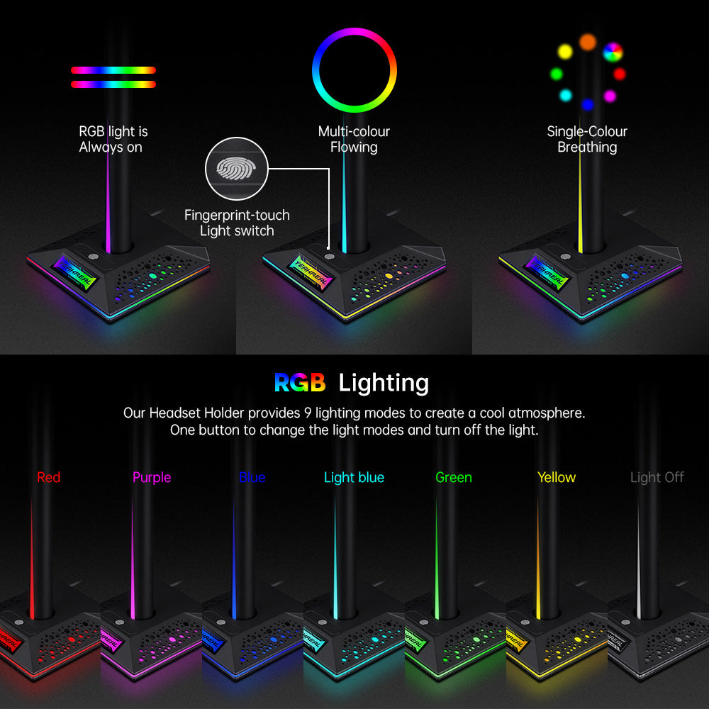 Gaming Headphones Dock – RGB Glow, USB Ports, Total Style!