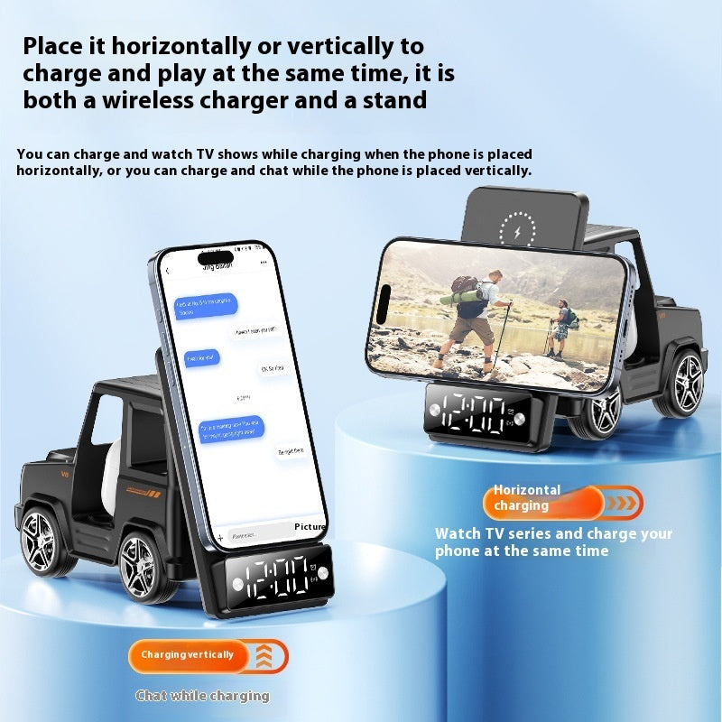 3-in-1 Car-Style Wireless Charger for Phone, Watch & Earbuds