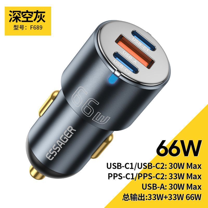 Compact Dual-Port Car Charger for Quick, Safe Charging